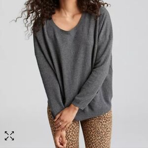 Aqua Heather Gray Cashmere Snap Back Pullover Sweater sz S Very Oversized